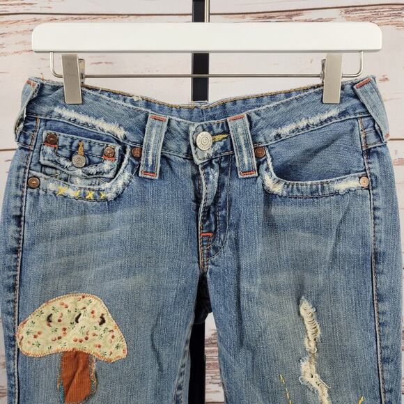 True Religion Y2K Ashbury Patchwork Jeans Sunshine Mushroom 26 - Picture 4 of 11